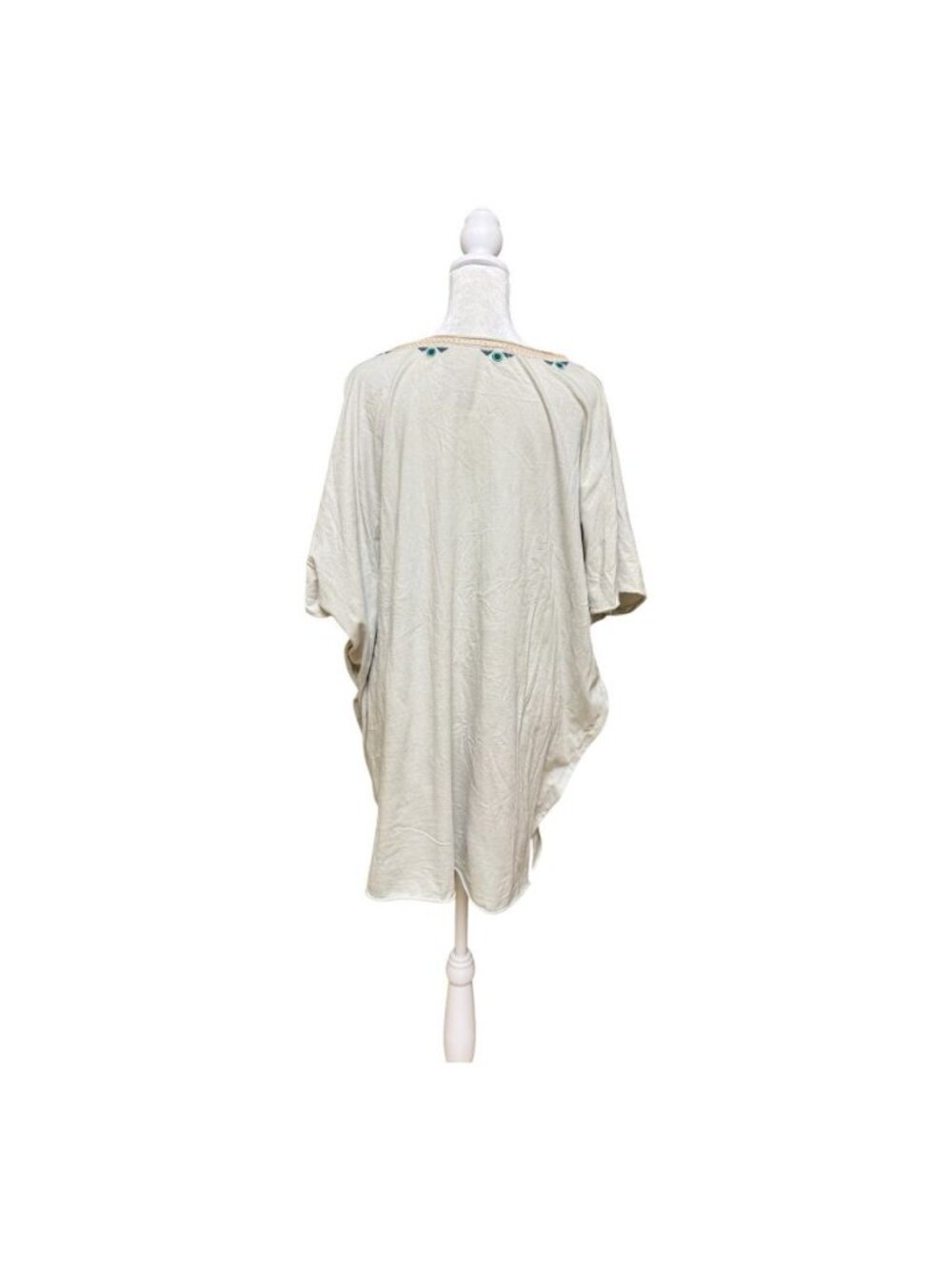 Johnny Was JWLA S Embroidered Boho Oversized Poncho Tunic Top Beige - Picture 3 of 6